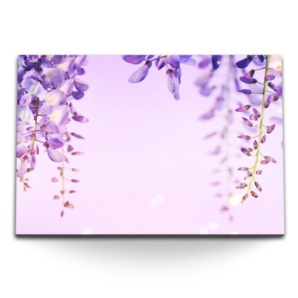 120x80cm Wandbild auf Leinwand Violette Blumen Blüten Fotokunst Natur Frühling