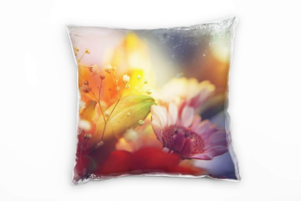 Blumen, bunt, Sommerblumen, Unschärfe Deko Kissen 40x40cm für Couch Sofa Lounge Zierkissen