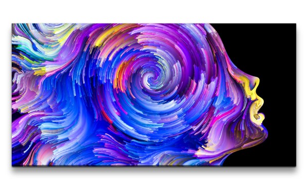Leinwandbild 120x60cm Spirituell Farbenfroh Frauen Porträt Universum Geist