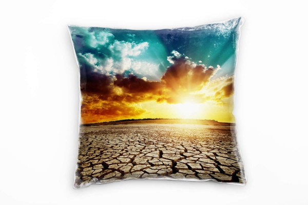 Wüste, braun, türkis, Sonnenuntergang Deko Kissen 40x40cm für Couch Sofa Lounge Zierkissen