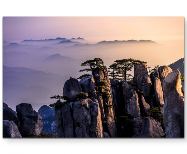 Anhui, China - Berge mit Bäumen - Leinwandbild