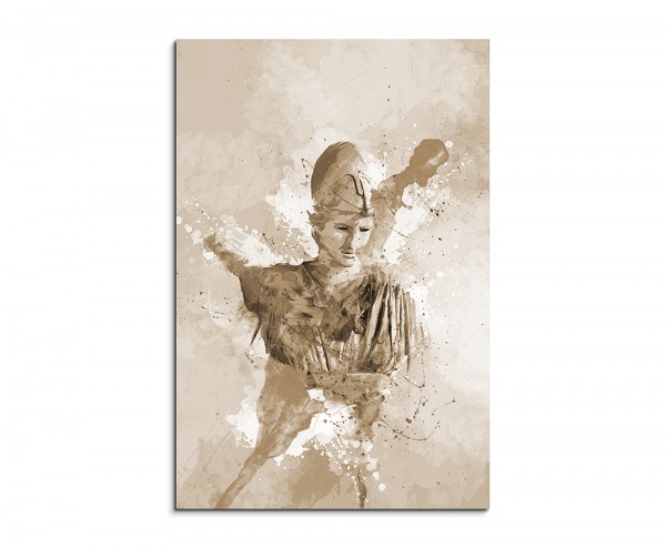 Griechische Statue 90x60cm Aquarell Art Leinwandbild Sepia