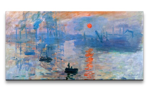 Remaster 120x60cm Claude Monet Impressionismus weltberühmtes Wandbild Sonnenuntergang Boote Zeitlos