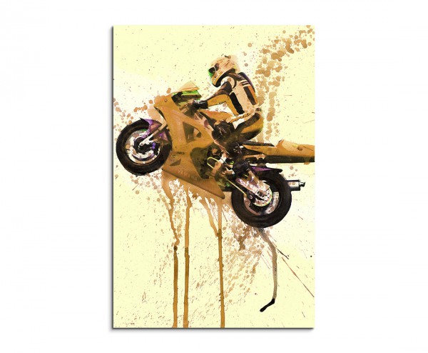 Yamaha Race Motorcycle 90x60cm Aquarell Art Leinwandbild