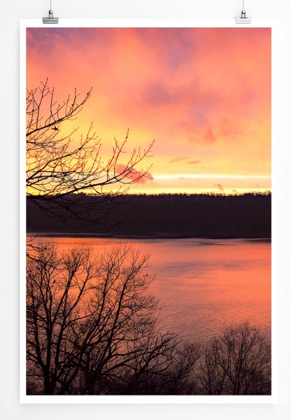 60x90cm Poster Landschaftsfotografie  Sonnenaufgang in Altrosa