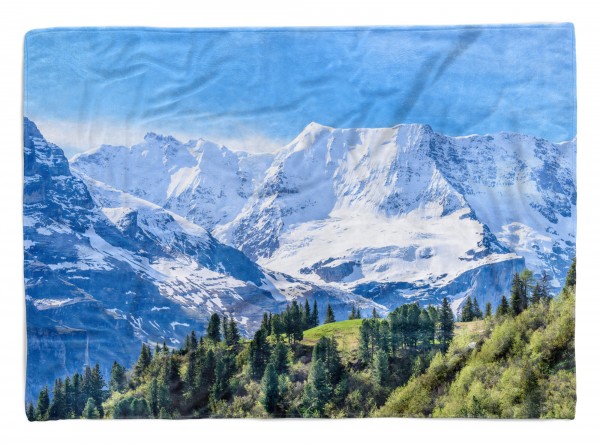 Handtuch Strandhandtuch Saunatuch Kuscheldecke mit Fotomotiv Schnee Berge Berglandschaft