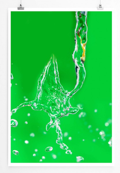 Künstlerische Fotografie 60x90cm Poster Wasser auf grünem Grund