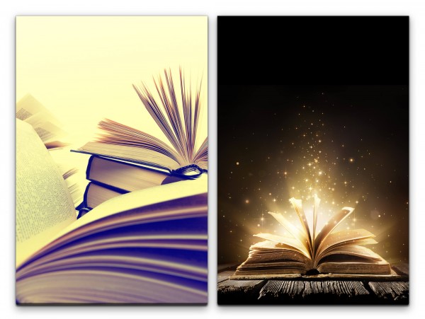 2 Bilder je 60x90cm Bücher Magie Zauberhaft Lesen Literatur Träumerisch Fantasie