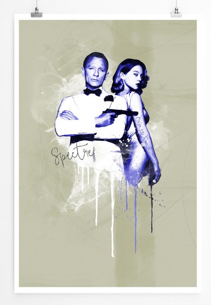 James Bond Spectre 90x60cm Paul Sinus Art Splash Art Wandbild als Poster ohne Rahmen gerollt
