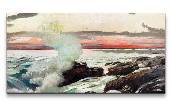 Remaster 120x60cm Winslow Homer weltberühmtes Wandbild West Point Meer Felsen Küste Wellen