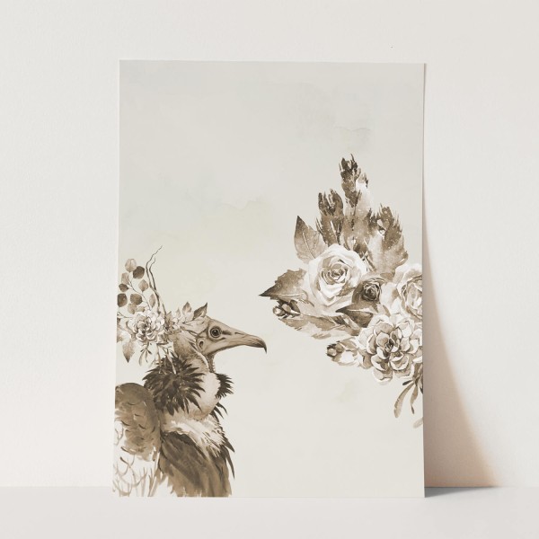 Vogel Motiv Vintage Geier Blumen Blüten exklusives Design