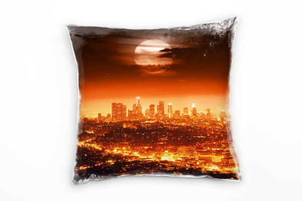 Urban und City, schwarz, rot, Los Angeles, Nacht Deko Kissen 40x40cm für Couch Sofa Lounge Zierkisse