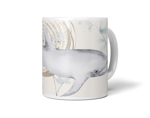 Dekorative Tasse mit schönem Motiv Delfin Wasserfarben Aquarell Wunderschön Kunstvoll
