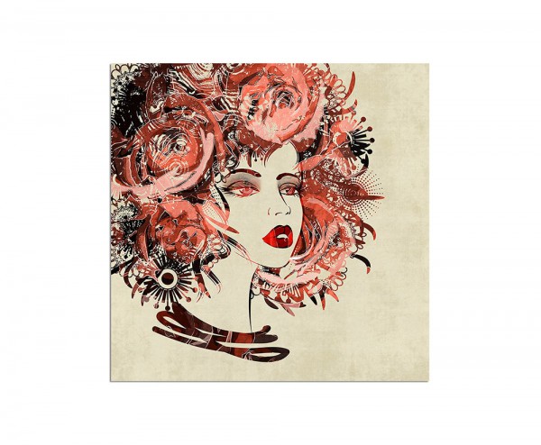 80x80cm Malerei Frau Gesicht Blumen abstrakt