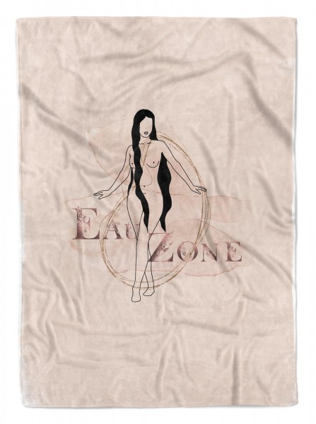 Handtuch Strandhandtuch Saunatuch Kuscheldecke Kunstvoll junge Frau Motiv
