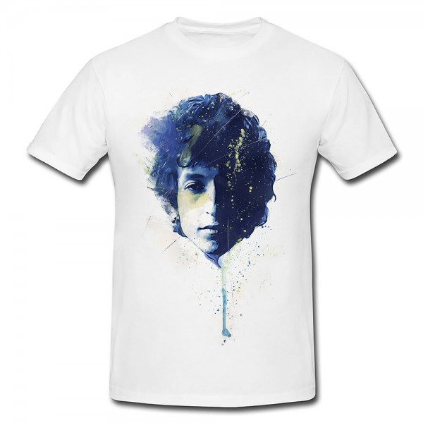Bob Dylan Premium Motiv aus Paul Sinus Aquarell - Herren und Damen Shirt weiss