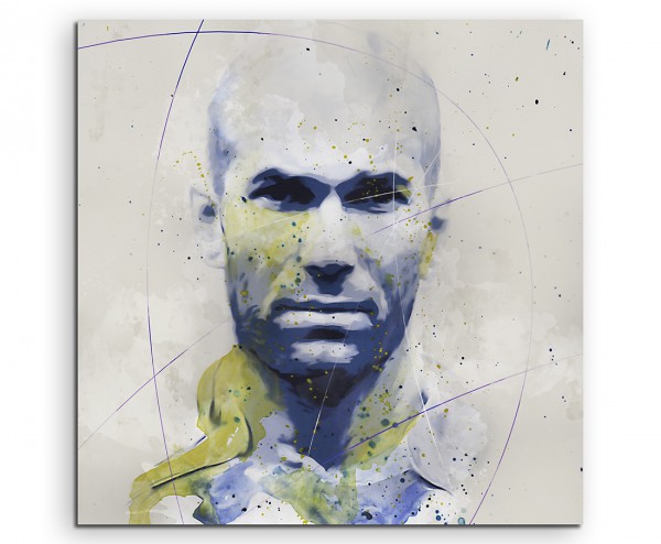 Zinedine Zidane Splash 60x60cm Kunstbild als Aquarell auf Leinwand