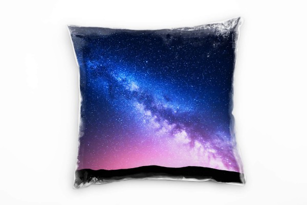 Natur, Abstrakt, Milchstraße, Sterne, blau, pink Deko Kissen 40x40cm für Couch Sofa Lounge Zierkisse