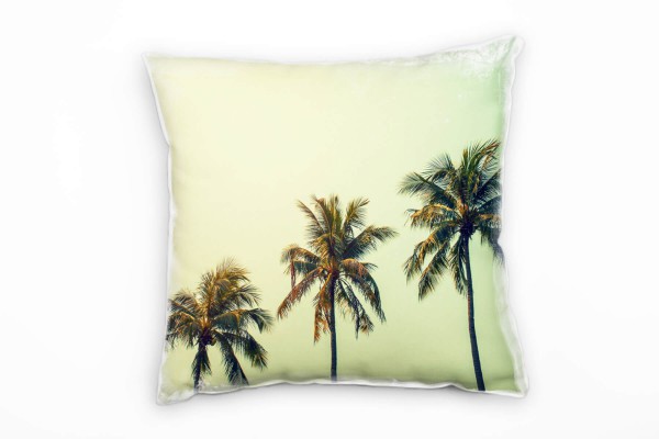 Natur, Sonne, Palmen, Vintage, türkis, gelb Deko Kissen 40x40cm für Couch Sofa Lounge Zierkissen
