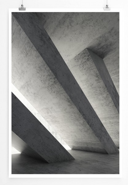 Architekturfotografie  Beton mit diagonalen Streben 60x90cm Poster