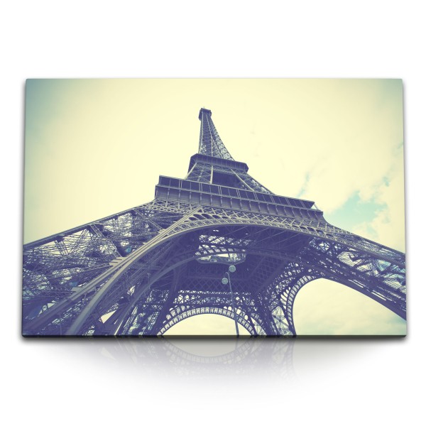 120x80cm Wandbild auf Leinwand Paris Eiffelturm Frankreich Fotokunst Himmel