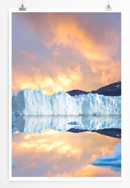 Landschaftsfotografie 60x90cm Poster Sonnenaufgang über einem Gletscher