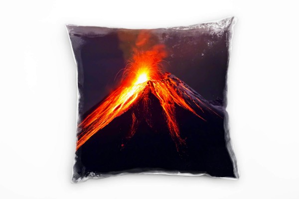 Natur, schwarz, rot, Vulkanausbruch, Lava Deko Kissen 40x40cm für Couch Sofa Lounge Zierkissen