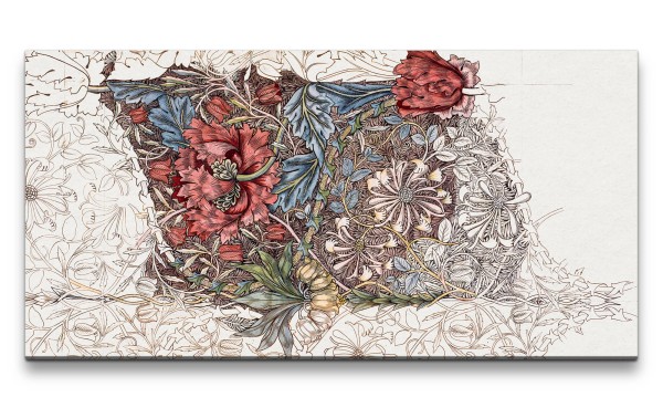 Remaster 120x60cm William Morris Berühmte Malerei Blumen Blüten Vintage Dekorativ