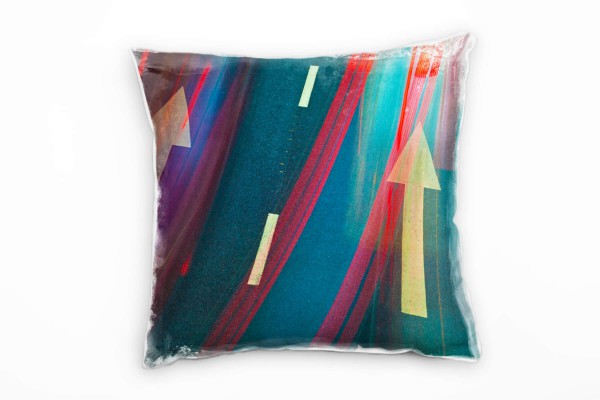 Urban, Abstrakt, blau, rot, Straße, Lichtlinien Deko Kissen 40x40cm für Couch Sofa Lounge Zierkissen