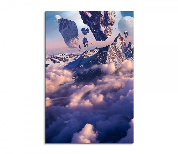 Floating Mountains Above The Clouds Fantasy Art 90x60cm