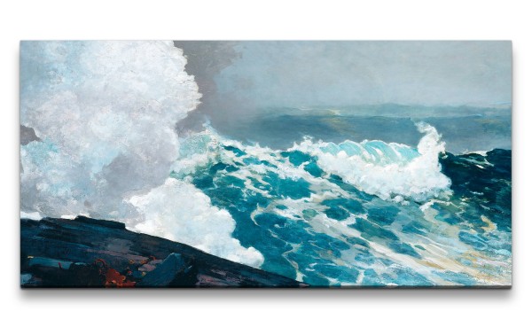 Remaster 120x60cm Winslow Homer weltberühmtes Wandbild Northeaster Meer Felsen raue See