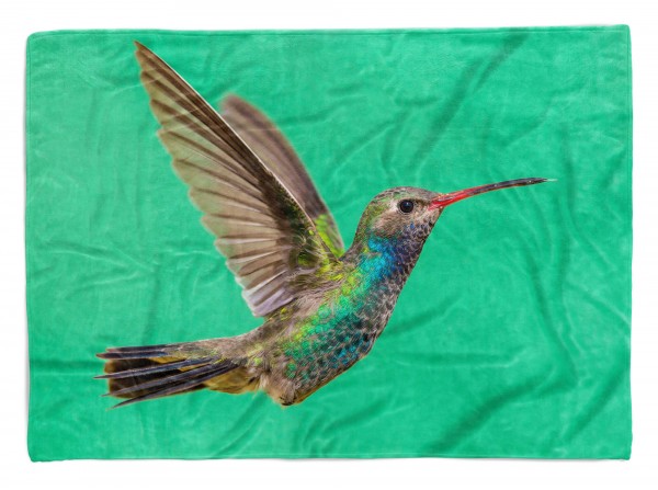 Handtuch Strandhandtuch Saunatuch Kuscheldecke mit Tiermotiv Kolibri im Flug Mo