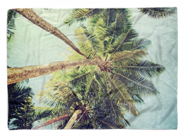 Handtuch Strandhandtuch Saunatuch Kuscheldecke mit Fotomotiv Palme Sonne Sommer