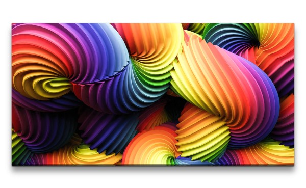 Leinwandbild 120x60cm 3d Art Spiralen Formen Bunt Farbenfroh Kunstvoll