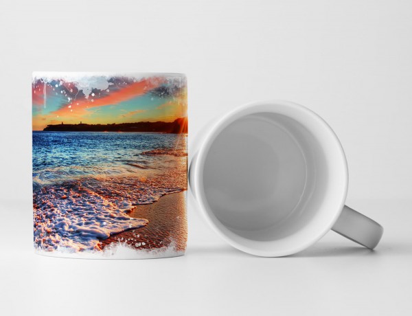 Tasse Geschenk Naturfotografie – Sonniger Strand mit Meeresschaum