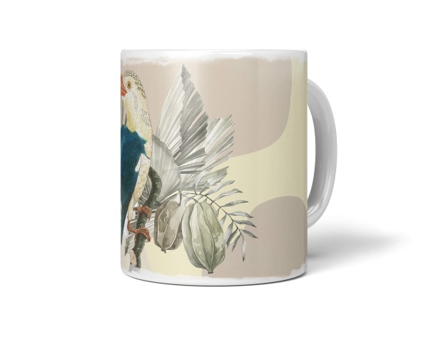 Dekorative Tasse mit schönem Vogel Motiv Alcedines Exotisch Pastelltöne Kunstvoll Einzigartig