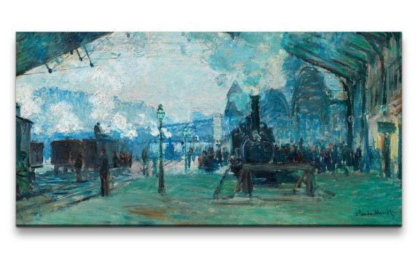 Remaster 120x60cm Claude Monet Impressionismus weltberühmtes Wandbild Arrival of the Normandy Train