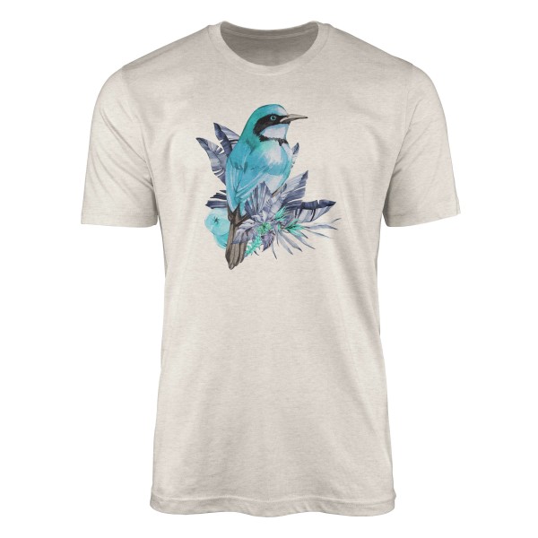 Herren Shirt Organic T-Shirt Aquarell Motiv Sperling Blumen Bio-Baumwolle Ökomode Nachhaltig Farbe