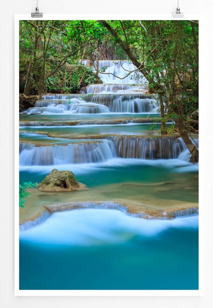 60x90cm Landschaftsfotografie Poster Wasserfälle in Kanchanaburi Thailand