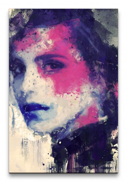 Emma Watson Porträt Abstrakt Kunst Schauspielerin Farben 60x90cm Leinwandbild