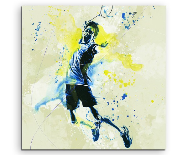 Badminton 60x60cm SPORTBILDER Paul Sinus Art Splash Art Wandbild Aquarell Art