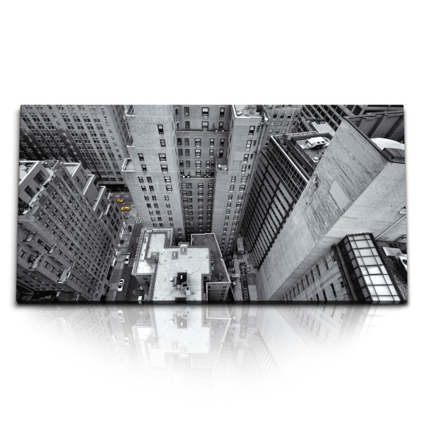 Kunstdruck Bilder 120x60cm New York Manhattan Schwarz Weiß Hochhäuser
