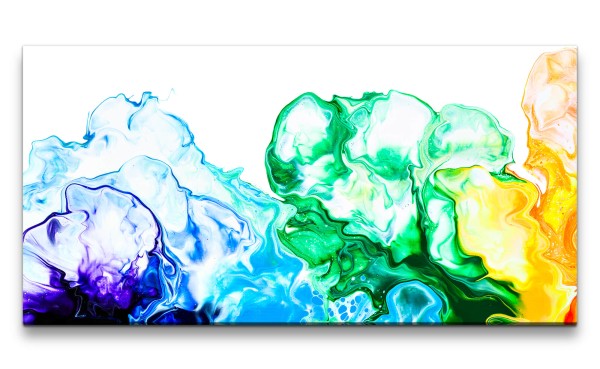 Leinwandbild 120x60cm Schöne Farben Fließend Wasserfarben Acrylic Fluid