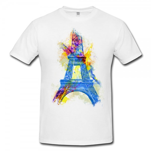 Eiffelturm Herren T- Shirt , Stylisch aus Paul Sinus Aquarell Color