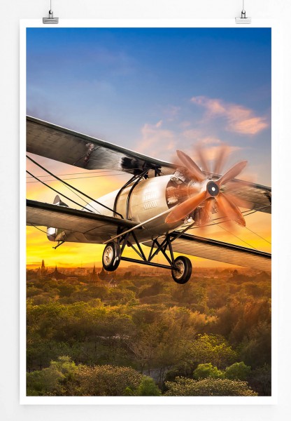 Flugzeug bei Sonnenaufgang 60x90cm Poster