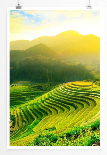 Landschaftsfotografie 60x90cm Poster Reisterrassen von Mu Cang Chai Vietnam