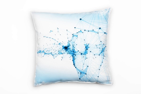 Abstrakt, Netzstruktur, weiß, blau Deko Kissen 40x40cm für Couch Sofa Lounge Zierkissen