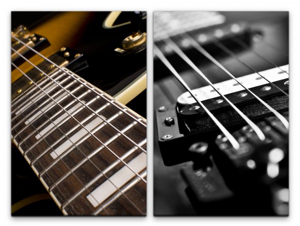 2 Bilder je 60x90cm Gitarre Musik E-Gitarre Gitarrensaiten Club Live Musik Rock