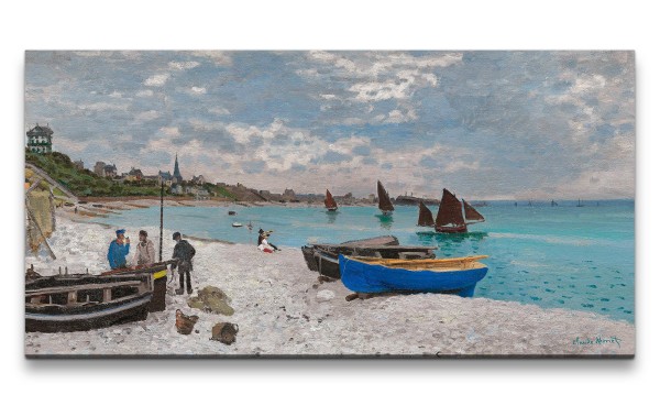 Remaster 120x60cm Claude Monet Impressionismus weltberühmtes Wandbild Boote am Strand