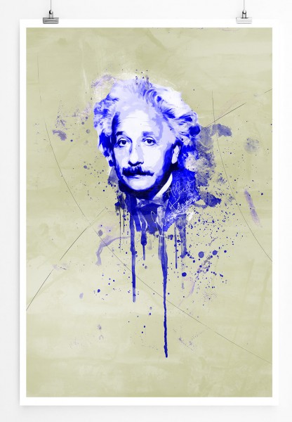 Albert Einstein 90x60cm Paul Sinus Art Splash Art Wandbild als Poster ohne Rahmen gerollt